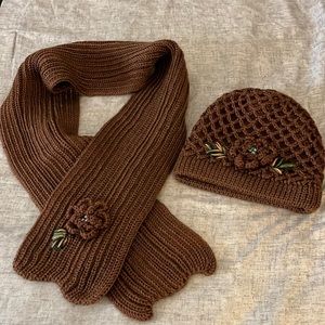 Knitted Hat and Matching Scarf NWOT